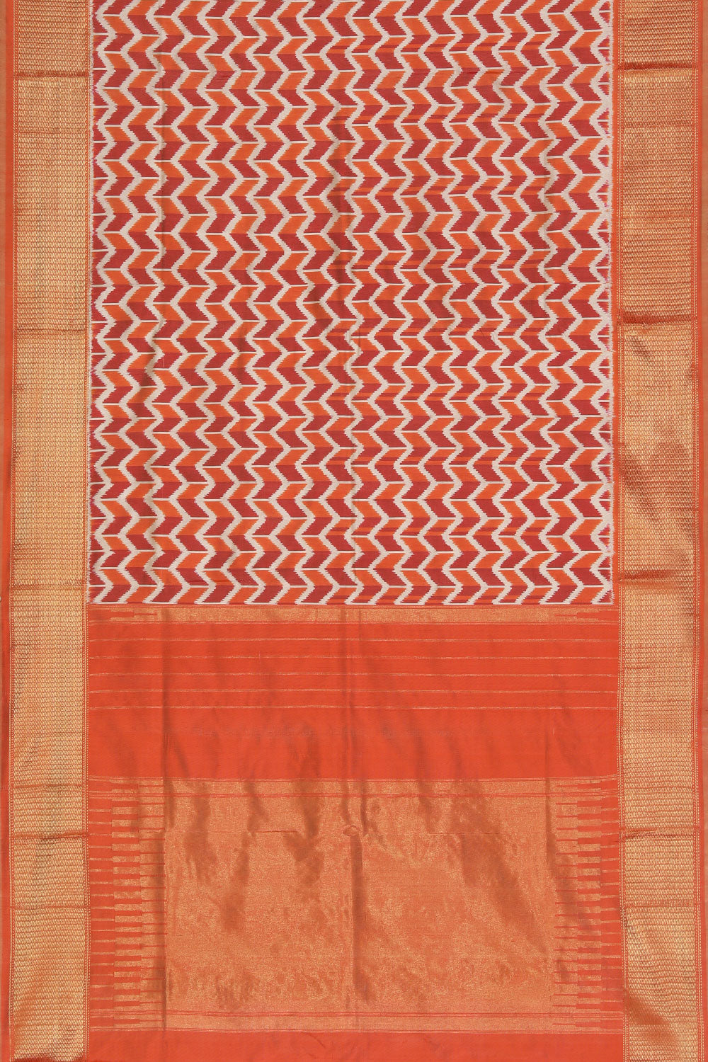 Image of Pochampally Silk Ikat Peach Saree